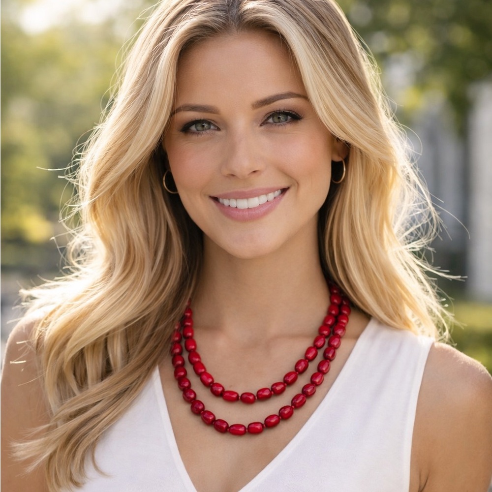 Elegant Red Beaded Necklace